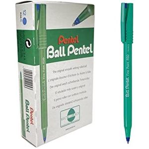 Pentel R50 Rollerball Pen Groen Vat Op waterbasis 0.8mm Tip 0.4mm Line Blue Ref R50-C [Pack van 12]