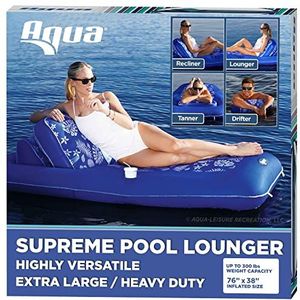 Aqua Luxury Ligstoel, extra groot, voor volwassenen, opblaasbare zwembadvlotter voor volwassenen, ananashibiscus