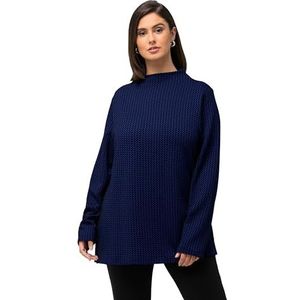 Ulla Popken Sweatshirt met structuur voor dames, titanium blauw, 50-52