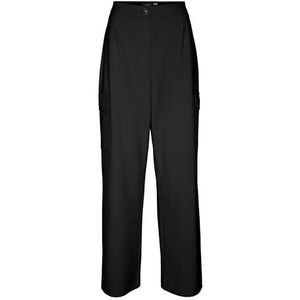 VERO MODA Dames VMSASIE HR Wide Cargo Pant NOOS broek, zwart, 40/32, zwart, 40W x 32L