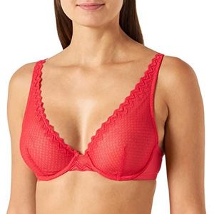 Billet Doux Klassieke beha met beugels voor dames, rood hibiscus, 85C