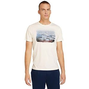 TOM TAILOR Uomini T-shirt met fotoprint 1029208, 28130 - Soft Buttercream, S