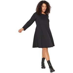 Trendyol Dames Plus Size Mini A-lijn Relaxed fit Knit Plus Size jurk, Zwart, 3XL, Zwart, 3XL grote maten
