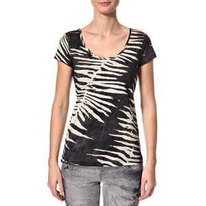ESPRIT Dames T-shirt met dierenprint, zwart (zwart), S