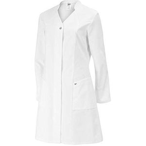 BP 4866-130-21-52 mantel voor vrouwen, lange mouwen, opstaande kraag met V-hals, 205,00 g/m² puur katoen, wit, 52