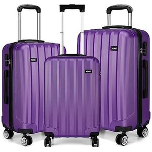 Kono 20"" Harde Schaal Handbagage Koffers met 4 Spinner Wielen Lichtgewicht ABS Cabine Handbagage Kleine Reistrolley Koffer(20"", paars)