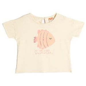 Koton Babygirls T-shirt met korte mouwen en ronde hals, bedrukt katoen, ecru(010), 9-12 Maanden