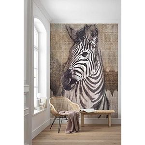 Komar X4-1010 vlies zebra-grootte: 200 x 250 cm-4 banen, baanbreedte 50 cm-behang, decoratie, wandbehang, wandbedekking, designbehang X4-1010 fotobehang, zwart, bruin, wit