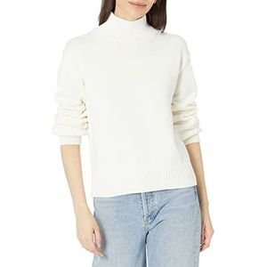 Amazon Essentials Dames katoenen trui met trechterhals (verkrijgbaar in grote maten), eierschaalwit, Large