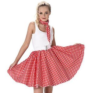 Karnival 81101 50's Polka Dot Rok & Stropdas Kostuum, Rood, Klein