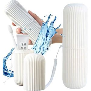 PARENCE.- Tandenborsteletui - Praktisch en hygiënisch ophangkoord - Secure Snap Cup sluiting - Reizen, Daily - wit