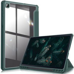 Fintie Hoes voor Samsung Galaxy Tab S6 Lite 10.4 2020 met S pennenhouder - Transparant Harde Schaal Achterkant Beschermhoes met Zachte TPU Rand Bumper voor Tab S6 Lite SM-P610/P615, (Middernacht Groen)