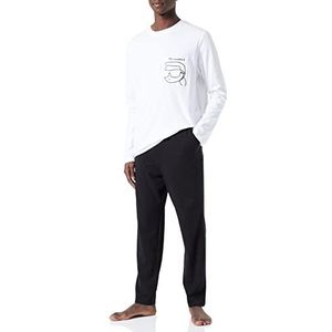 KARL LAGERFELD Heren Ikonik 2.0 Pyjama Set met lange mouwen, Zwart/Wit, XL