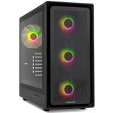 NOX XTREME PRODUCTS HUMMER AERO – ATX Mid-Tower | M-ATX | ITX Inclusief 4 ARGB PWM-ventilatoren van 140mm, Mesh Frontpaneel, Gehard Glas Zijkant, USB-C en USB 3.0, GPU-steun tot 420mm, Zwart