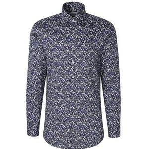 Seidensticker Zakelijk overhemd voor heren, regular fit, gemakkelijk te strijken, Kent-kraag, lange mouwen, 100% katoen, blauw, 38