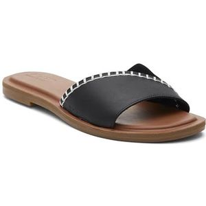 TOMS Dames Shea Slide Sandaal, zwart leer/Suede, 8 UK, Zwart leer suède, 42 EU
