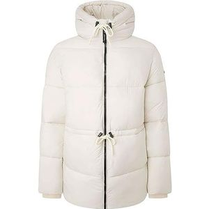 Pepe Jeans Misty Puffer Jacket voor dames, Beige (Ivoor), S