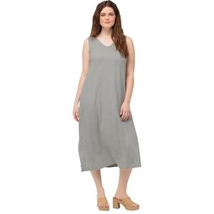 Ulla Popken, Dames grote maten, interlock-jurk met mouwen, grijs, 42/44 NL