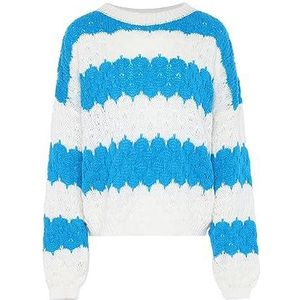 Ebeeza Dames trendy vintage pullover wolwit turquoise M/L, wolwit turquoise, M