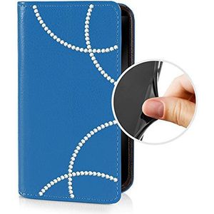 eSPee i4B2058 Apple iPhone 4 4S beschermhoes wallet flip case blauw met strass boog silicone bumper en magneetsluiting voor Apple iPhone 4 4S