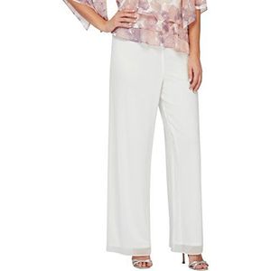 Alex Evenings Women's Wide Leg Dress Pant for Mother of The Bride, Elegant Party Outfit Regular Sizes, Ivory Chiffon, Large Petite