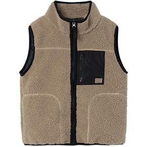 NAME IT Nkmmagot Teddy Vest voor jongens, savannah tan, 128 cm