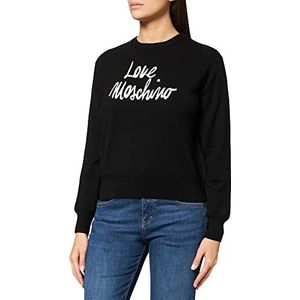 Love Moschino Dames Wool Blend met Signed Logo Intarsia trui met ronde hals