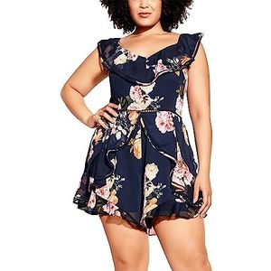 CITY CHIC Dames Plus Size Playsuit Florence, NVY VLOER, 50