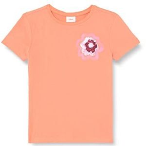 s.Oliver Meisjes-T-shirt met pailletten, Oranje, 128-134