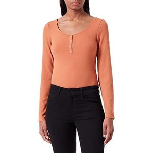 TOM TAILOR Denim Dames Shirt met lange mouwen met knopen 1032829, 30027 - Amber Orange, L