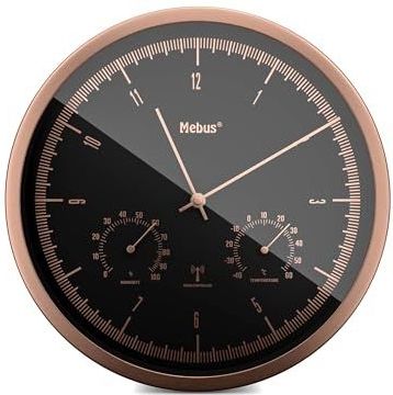Mebus - TinyTime 1978 - Radiogestuurde Wandklok - Zwart - Thermo- en Hygrometer