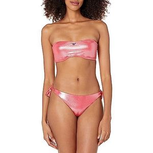 Emporio Armani Swimwear Emporio Armani Dot Foil Lycra Band and Bow Brazilian Bikini Set, Coral, S, koraalrood, S