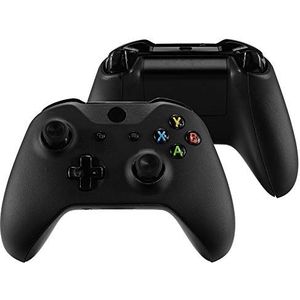 eXtremeRate Zwart Luxe PU Lederen Bovenkant Shell Frontbehuizing Frontplaat Vervangende Onderdelen met Zijrailspaneel voor Xbox One X & One S Controller (model 1708)