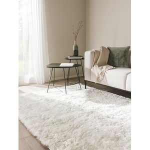 benuta Shaggy hoogpolig tapijt Whisper wit 80x150 cm | langpolig tapijt voor slaapkamer en woonkamer