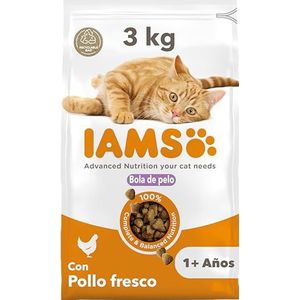IAMS for Vitality Anti-haarballen kattenvoer droog - droogvoer voor katten vanaf 1 jaar, 3 kg