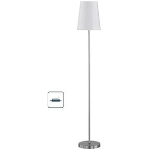 Wofi ACTION by Mara staande lamp serie: Fynn nikkel mat kleur (kap): wit hoogte: 150 cm/Ø: 25 cm, metaal^stof, E27, 60 W, 25 x 25 x 150 cm