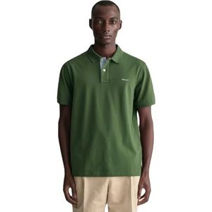 GANT Heren REG Contrast Pique SS Rugger, pine green, M