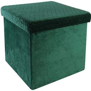 THE HOME DECO FACTORY CMHD3448 Coffre Pouf Pliable, MDF + Polyester, 37,5 x 37,5 x 38 cm vert