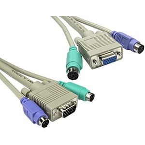 RS PRO KVM-kabel, PS/2 x 2; VGA/stekker, PS/2 x 2, SVGA/bus, grijs, 2 m
