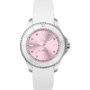 Ice-Watch - ICE steel White pastel pink - Dames zilver horloge met siliconen band - 020366 (Small)