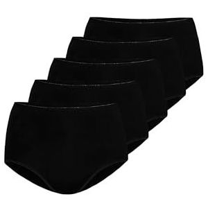 Teyli Damesslip tailleslip katoen hoge taille pak van 5 zwart 4XL, zwart