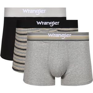 Wrangler Boxershorts voor heren in zwart/streep/grijs, Zwart/Streep/Grijs Marl, L