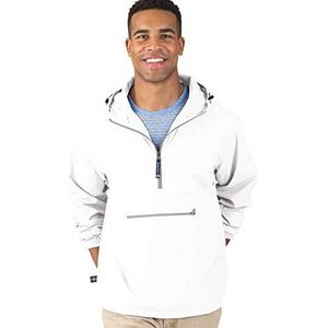 Charles River Apparel Pack-N-Go Windbreaker Pullover Hooded Jacket, White, 2XL