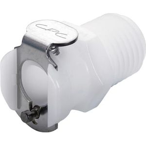 Bürkle POM snelsluiting-slangkoppelingen met buitendraad, met ventiel, NW 3,2 mm, vaderdeel, 1/8 inch BSP schroefdraad, 22 mm lengte