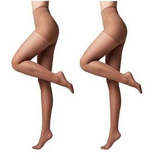 Conte elegant 2-pack modellerende panty's voor dames - stimuleert de bloedsomloop, vormende panty's, dunne damespanty's - ACTIVE 40 kleur bruin maat 8 Brons maat 3