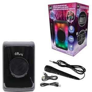 Lexibook, iParty®, Tragbarer Bluetooth®-Lautsprecher mit Mikrofon, Leistungsstarke Lautstärke, Mehrfarbige Lichteffekte, Wiederaufladbare Batterie, K8320