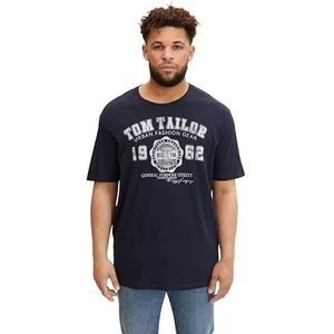 TOM TAILOR Mannen T-shirt met logoprint 1015876, 10690 - Knitted Navy, 4XL Große Größen