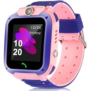 LiveGo Smartwatch voor kinderen, waterdicht, veilig, smartwatch met GPS-tracker, oproepen, SOS-camera voor kinderen, studenten van 3 tot 12 jaar (Q12 roze), small