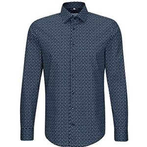 Seidensticker Heren Slim Lange Mouwen Poplin Shirt, blauw (19), 36