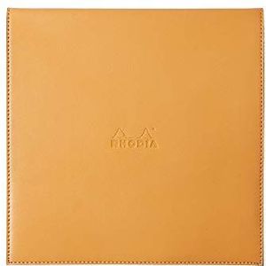 Rhodia 118318C vierkant notitieblok (met beschermhoes ePURE van kunstleer, 22 cm x 22 cm, premium velinpapier 80 g, ivoor, geruit, 80 vellen) 1 set, oranje